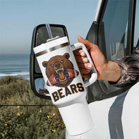 Football Player Gift Tumbler With Handle Fierce Bear Biting Ball - Wonder Print Shop