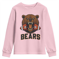 Football Player Gift Youth Sweatshirt Fierce Bear Biting Ball - Wonder Print Shop