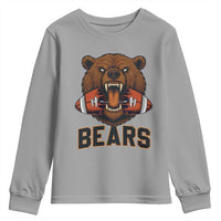 Football Player Gift Youth Sweatshirt Fierce Bear Biting Ball - Wonder Print Shop
