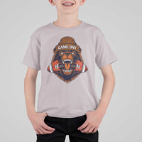 Game Day Fierce Bear Biting Ball T Shirt For Kid Football Player Gift - Wonder Print Shop