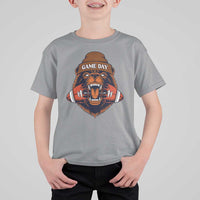 Game Day Fierce Bear Biting Ball T Shirt For Kid Football Player Gift - Wonder Print Shop