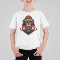 Game Day Fierce Bear Biting Ball T Shirt For Kid Football Player Gift - Wonder Print Shop