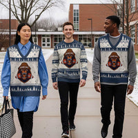 Game Day Fierce Bear Biting Ball V-Neck Knit Sweater Vest Football Player Gift - Wonder Print Shop