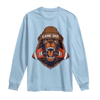 Game Day Fierce Bear Biting Ball Long Sleeve Shirt Football Player Gift - Wonder Print Shop