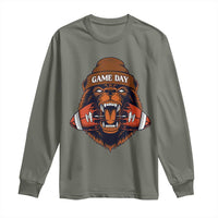 Game Day Fierce Bear Biting Ball Long Sleeve Shirt Football Player Gift - Wonder Print Shop