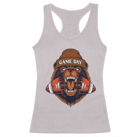 Game Day Fierce Bear Biting Ball Racerback Tank Top Football Player Gift - Wonder Print Shop