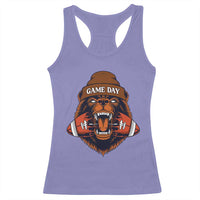 Game Day Fierce Bear Biting Ball Racerback Tank Top Football Player Gift - Wonder Print Shop