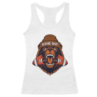 Game Day Fierce Bear Biting Ball Racerback Tank Top Football Player Gift - Wonder Print Shop