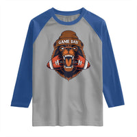 Game Day Fierce Bear Biting Ball Raglan Shirt Football Player Gift - Wonder Print Shop