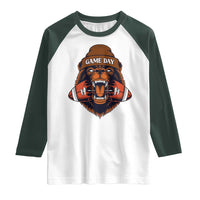 Game Day Fierce Bear Biting Ball Raglan Shirt Football Player Gift - Wonder Print Shop