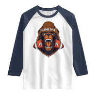 Game Day Fierce Bear Biting Ball Raglan Shirt Football Player Gift - Wonder Print Shop