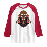 Game Day Fierce Bear Biting Ball Raglan Shirt Football Player Gift - Wonder Print Shop