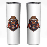 Game Day Fierce Bear Biting Ball Skinny Tumbler Football Player Gift - Wonder Print Shop