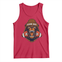 Game Day Fierce Bear Biting Ball Tank Top Football Player Gift - Wonder Print Shop