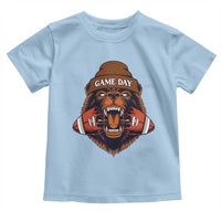 Game Day Fierce Bear Biting Ball Toddler T Shirt Football Player Gift - Wonder Print Shop