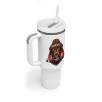 Game Day Fierce Bear Biting Ball Tumbler With Handle Football Player Gift - Wonder Print Shop
