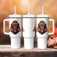 Game Day Fierce Bear Biting Ball Tumbler With Handle Football Player Gift - Wonder Print Shop