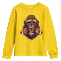 Game Day Fierce Bear Biting Ball Youth Sweatshirt Football Player Gift - Wonder Print Shop