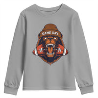 Game Day Fierce Bear Biting Ball Youth Sweatshirt Football Player Gift - Wonder Print Shop