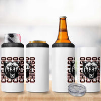 Game Day Football Fan Gift 4 in 1 Can Cooler Tumbler Chicago With Bear - Wonder Print Shop