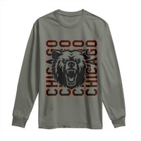 Game Day Football Fan Gift Long Sleeve Shirt Chicago With Bear - Wonder Print Shop