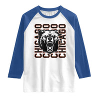 Game Day Football Fan Gift Raglan Shirt Chicago With Bear - Wonder Print Shop