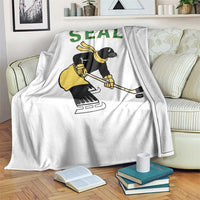 Funny Seal Ice Hockey Player Throw Blanket Winter Sports Gift - Wonder Print Shop