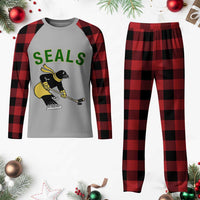 Funny Seal Ice Hockey Player Plaid Pajama Set Winter Sports Gift - Wonder Print Shop