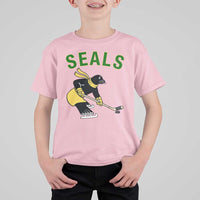 Funny Seal Ice Hockey Player T Shirt For Kid Winter Sports Gift - Wonder Print Shop