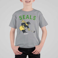 Funny Seal Ice Hockey Player T Shirt For Kid Winter Sports Gift - Wonder Print Shop