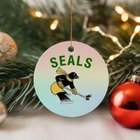 Funny Seal Ice Hockey Player Ceramic Ornament Winter Sports Gift - Wonder Print Shop