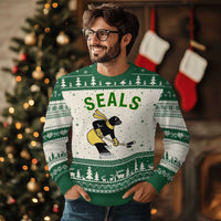 Funny Seal Ice Hockey Player Ugly Christmas Sweater Winter Sports Gift - Wonder Print Shop