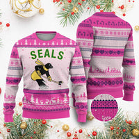 Funny Seal Ice Hockey Player Ugly Christmas Sweater Winter Sports Gift - Wonder Print Shop