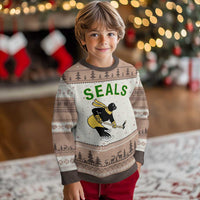 Funny Seal Ice Hockey Player Ugly Christmas Sweater Winter Sports Gift - Wonder Print Shop