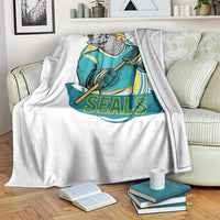 Cute Seal Playing Ice Hockey Throw Blanket Funny Winter Sports Gift - Wonder Print Shop