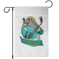 Cute Seal Playing Ice Hockey Garden Flag Funny Winter Sports Gift - Wonder Print Shop