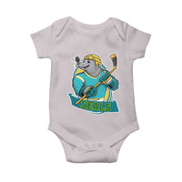 Cute Seal Playing Ice Hockey Baby Onesie Funny Winter Sports Gift - Wonder Print Shop