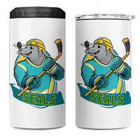 Cute Seal Playing Ice Hockey 4 in 1 Can Cooler Tumbler Funny Winter Sports Gift - Wonder Print Shop