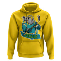 Cute Seal Playing Ice Hockey Hoodie Funny Winter Sports Gift - Wonder Print Shop