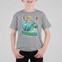 Cute Seal Playing Ice Hockey T Shirt For Kid Funny Winter Sports Gift - Wonder Print Shop