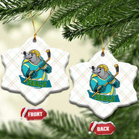 Cute Seal Playing Ice Hockey Ceramic Ornament Funny Winter Sports Gift - Wonder Print Shop