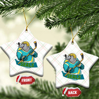 Cute Seal Playing Ice Hockey Ceramic Ornament Funny Winter Sports Gift - Wonder Print Shop
