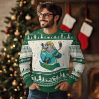 Cute Seal Playing Ice Hockey Ugly Christmas Sweater Funny Winter Sports Gift - Wonder Print Shop