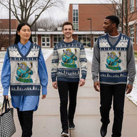 Cute Seal Playing Ice Hockey V-Neck Knit Sweater Vest Funny Winter Sports Gift - Wonder Print Shop