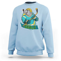 Cute Seal Playing Ice Hockey Sweatshirt Funny Winter Sports Gift - Wonder Print Shop