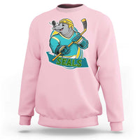Cute Seal Playing Ice Hockey Sweatshirt Funny Winter Sports Gift - Wonder Print Shop