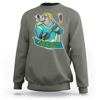 Cute Seal Playing Ice Hockey Sweatshirt Funny Winter Sports Gift - Wonder Print Shop