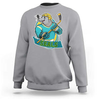 Cute Seal Playing Ice Hockey Sweatshirt Funny Winter Sports Gift - Wonder Print Shop