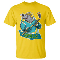 Cute Seal Playing Ice Hockey T Shirt Funny Winter Sports Gift - Wonder Print Shop