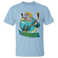 Cute Seal Playing Ice Hockey T Shirt Funny Winter Sports Gift - Wonder Print Shop